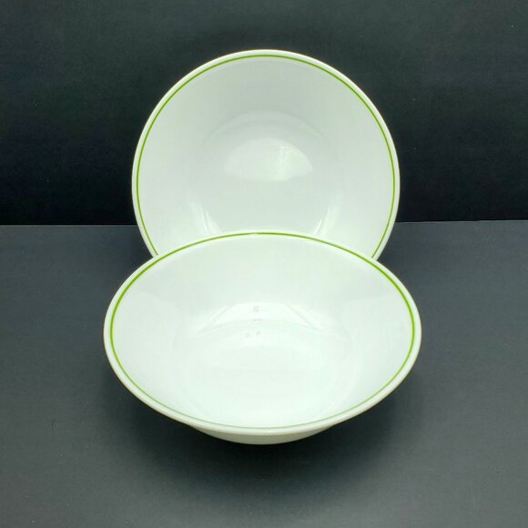 Corelle Wildflower Medium Serving Bowls Corning White Vegetable Bowls Green Band - Picture 1 of 10
